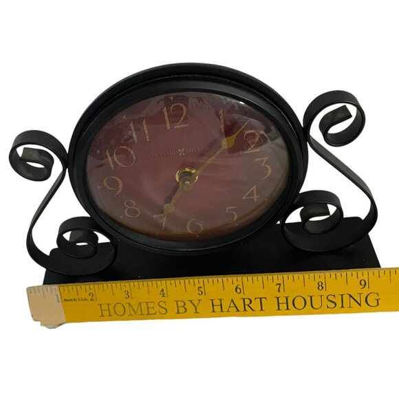 Howard Miller Black Marisa Metal Swirl Mantel Clock Tested Works Model 645-649 - Picture 5 of 6